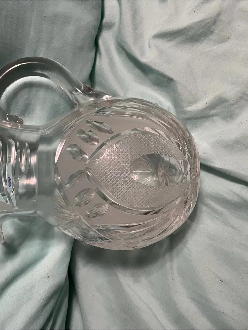 Classic Clear Cut Glass Pitcher - Elegant Clear Decorative Vase